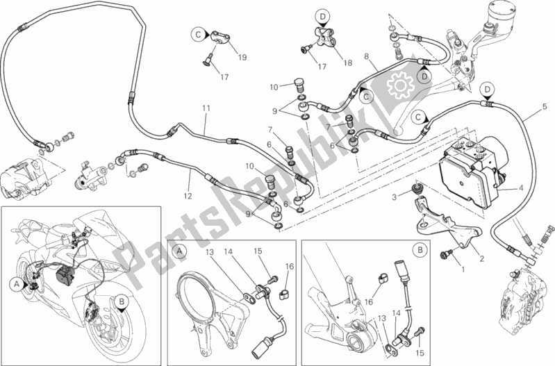 Toutes les pièces pour le Système De Freinage Antiblocage (abs) du Ducati Superbike 1199 Panigale ABS Brasil 2014